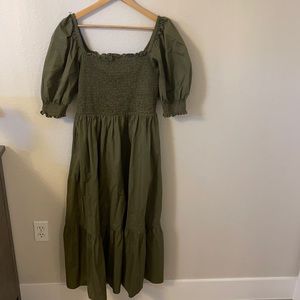 Midi olive green dress